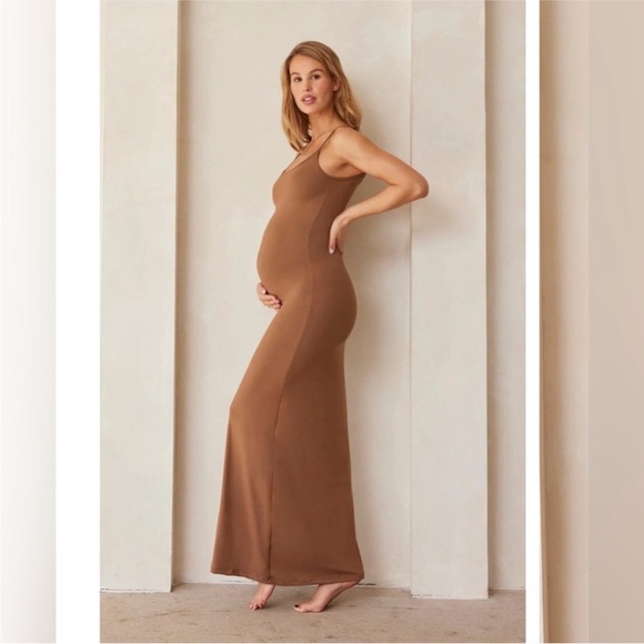 Bumpsuit Maternity Maxi Dress- Mocha - Picture 1 of 6